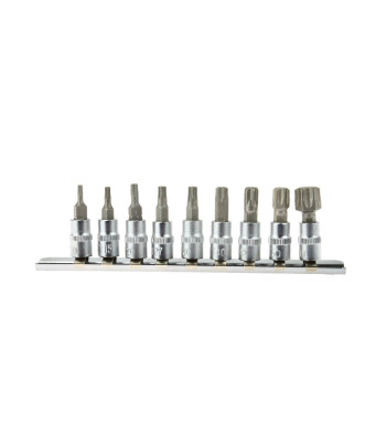 Torx-padrunotsikute komplekt CRV, 9 osa, T10–T60, 1/4