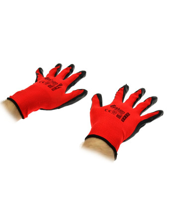 Nitriiliga kaetud kaitsekindad, punamustad – GEKO /RED Nitryl/, suurus 10 (12/300)