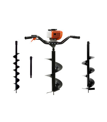 Bensiinimootoriga pinnapuur + puurid + adapter – 2 inimesele, 10 cm, 20 cm, 30 cm, 50 cm, 1/2