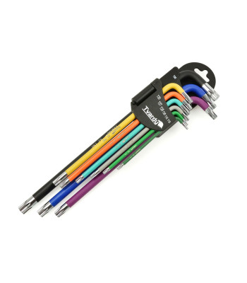 Värvilised Torx-võtmed, 9-osaline, S2, pikad – T10–T50, 229 mm