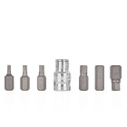 7-osaline kuuskantotsikute komplekt adapteriga HEX H4–H12 (10/100)