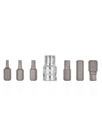 7-osaline kuuskantotsikute komplekt adapteriga HEX H4–H12 (10/100)