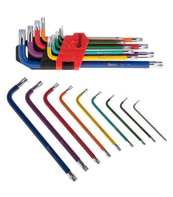 Värvilised Torx-võtmed, CrV, 9 tk – T10–T50 (6/48)