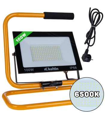 LED-prožektor ehitusstatiiviga ja kaabliga, külmvalge 6500K, 100W