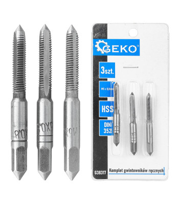 Käsikeermepuuride komplekt, 3 tk, HSS, DIN 352 – M5 x 0,8 mm