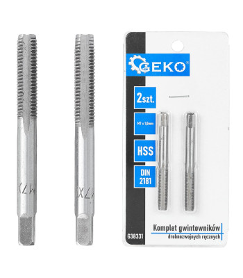 Peenkeermega käsikeermepuuride komplekt, HSS, DIN 2181, 2 tk, M7 x 1,0 mm