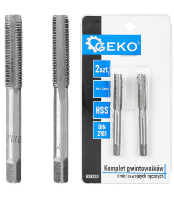 Käsikeermepuuride komplekt peenkeermele, 2 tk, HSS, DIN 2181 – M8 x 1,0 mm