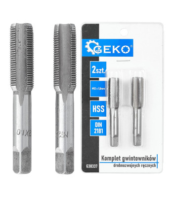 Käsitsi kasutatavate peenkeerme keermepuuride komplekt, 2 tk, HSS, DIN 2181, M12 x 1,0 mm