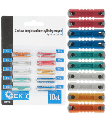 Silindriliste kaitsmete komplekt, 10 tk