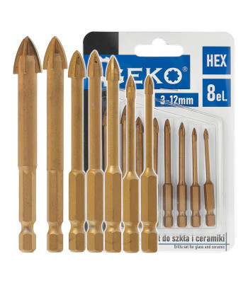 Klaasi- ja keraamikapuuri komplekt, 8 osa, HEX 3–12 mm
