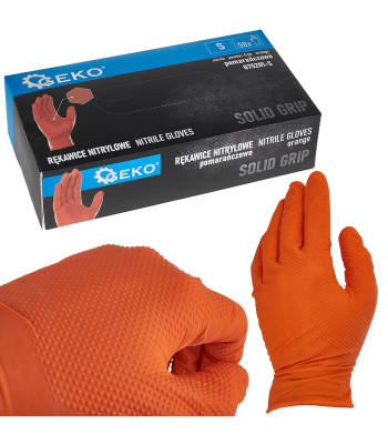 Nitriilkindad SOLID GRIP, oranžid, 50 tk, suurus S