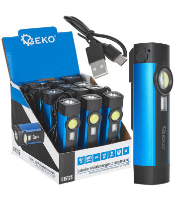 Mitmefunktsiooniline magnetiga taskulamp + UV LED COB, müügikarp, 5W 2000mAh 300lm IP54 (12/96)