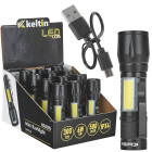 Mini taktikaline LED XPE/COB taskulamp – väljapanekukarp (12/96) – 10W 500mAh 500lm IPX5