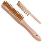 Kollane puidust roostehari, 4 rida, messingitud terastraat – 12/120