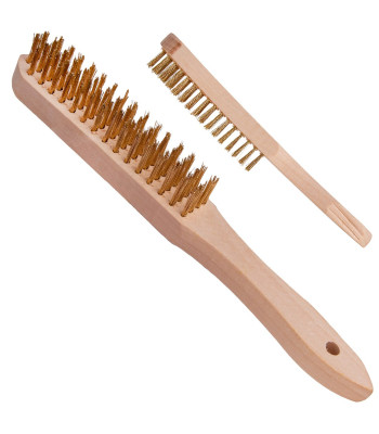 Kollane puidust roostehari, 4 rida, messingitud terastraat – 12/120