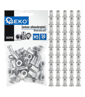 Alumiiniumist neetmutrite komplekt, 50 tk, M5, 0,5–2,5 mm