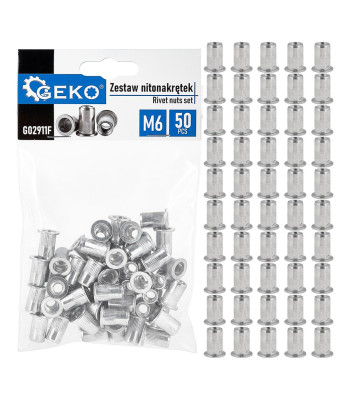 Alumiiniumist neetmutrite komplekt, M6, 1.0-3.0 mm, 50 tk