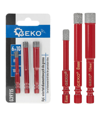 Teemantpuuride komplekt keraamilisele kiviplaadile, 3 osa HEX 6–10mm