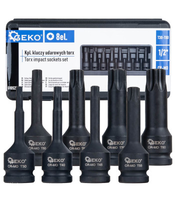 Löögi-TORX-võtmete komplekt, 8 osa, CR-MO, 1/2