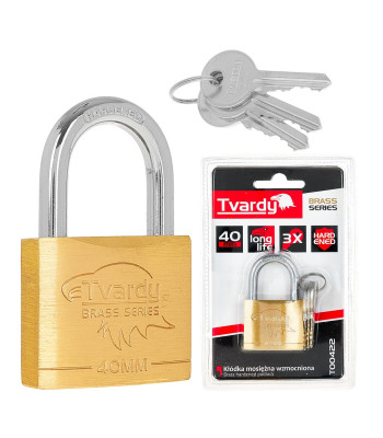 Tugevdatud messingust tabalukk 40 mm BRASS-SERIES