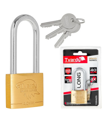 Tugevdatud messingist pika sangaga tabalukk Brass-Series 40 mm