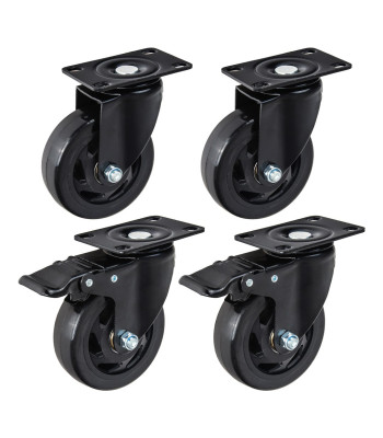 4 pöörleva ratta komplekt, 2 piduriga ja 2 pidurita, 100 mm, 120 kg