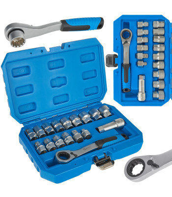 Spline-läbivate padrunite komplekt põrkmehhanismiga, CrV50BV30, 10–24 mm, 17 osa