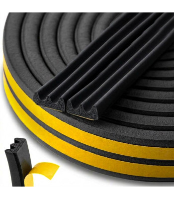 Isekleepuv EPDM-tihend akendele ja ustele, E-tüüp, must, 9x4mm, 150m