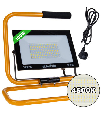 LED-prožektor ehitusstatiiviga ja juhtmega, neutraalne valge valgus 4500K, 100W