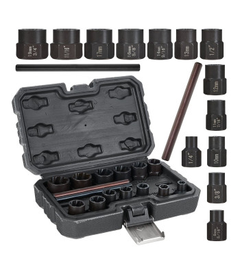 Kahjustatud poltide eemalduspadrunite komplekt – 15 osa, 6–19 mm