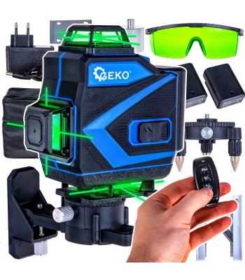 Geko ristjoonlaser, 2 akut, kohver ja tarvikud – 4D, 360°
