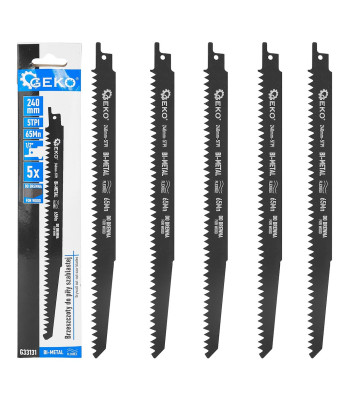 Bi-metallist universaalsaelehed puidu lõikamiseks, 5 tk (20/80), 240 mm, 5 TPI
