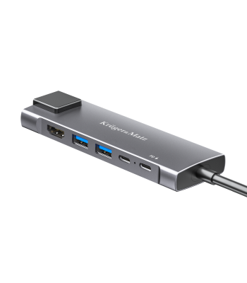 USB-C hubi adapter HDMI, 2 × USB 3.0, 2 × USB-C, RJ-45 – Kruger&Matz KM0391.2