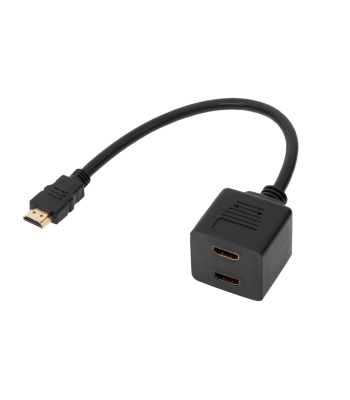 HDMI-adapter, pistik – 2 pesa kaablil, 30cm