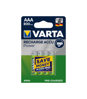 Akupatareid VARTA, 4 tk pakendis, AAA, 800 mAh