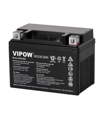 Mootorratta aku VIPOW MC-tüüpi, 12V 4Ah