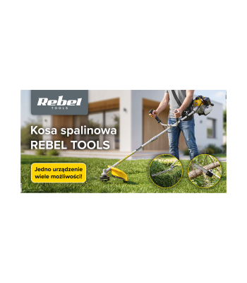 Rebel Tools – bensiinimootoriga võsalõikuri bänner, 200 x 100 cm