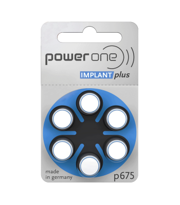 Kuuldeaparaadi ja implantaadi patareid POWER ONE IMPLANTplus VARTA 675, 6 tk