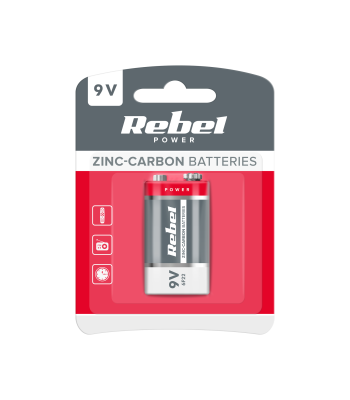 Tsink-süsinikpatarei blisterpakendis Rebel 6F22 9 V