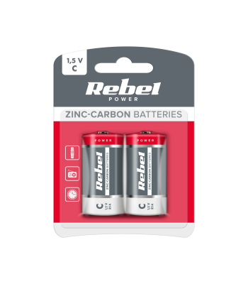 Tsink-süsinikpatareid, Rebel, 2 tk/blister, R14 C