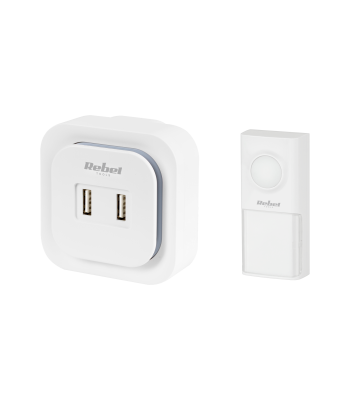 Juhtmevaba uksekell Rebel pistikuga (36 meloodiat, 2 USB-pesa), 230V