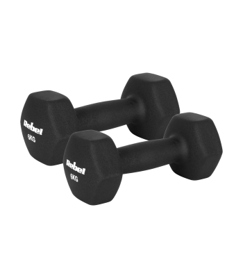 Malmist neopreenkattega HEX-hantlid REBEL ACTIVE, 2 x 6 kg
