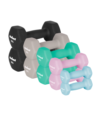 Neopreenkattega malmist hantlite komplekt REBEL ACTIVE HEX, 30 kg (2x1 kg + 2x2 kg + 2x3 kg + 2x4 kg + 2x5 kg)