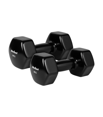 Malmi- ja vinüülkattega hantlid REBEL ACTIVE HEX, 2 x 8 kg