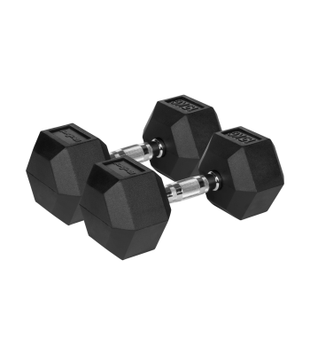 Kummiga kaetud malmist hantlid Rebel Active HEX, 2x15 kg