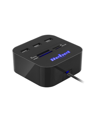 USB-jaotur mälukaardilugejaga – USB 2.0, 3 porti