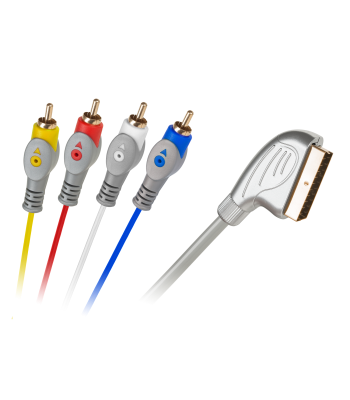 Euro-4RCA ühenduskaabel, hall, pisarakujuline, 1.5m