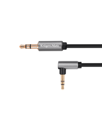 Stereoheli kaabel: 3,5 mm jack-pistik – 3,5 mm nurga all jack-pistik, Kruger&Matz Basic, 1 m