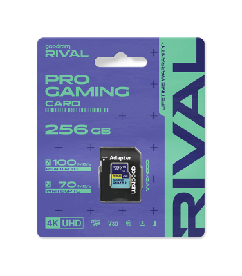 Goodram Rival microSD-mälukaart V30 UHS-III adapteriga 256 GB