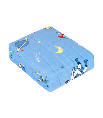 Puuvillane kaalutud tekk lastele, sensoorne tekk kosmosemustriga, Rebel Baby, 100x150 cm, 5 kg